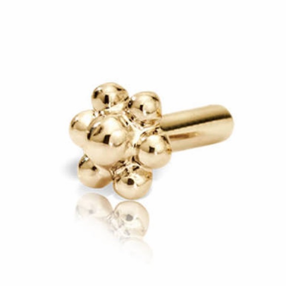 MARIA TASH 14K Yellow Gold Threaded 3 Ball Flower Back Earring Flat Backing 8mm